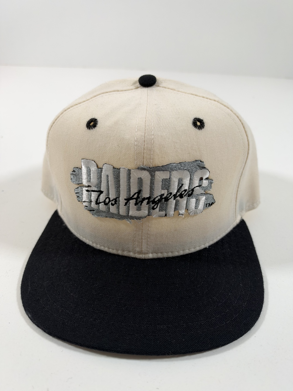 Vintage Los Angeles Raiders Hat Cap Snap Back Mens One Size Beige NFL Football